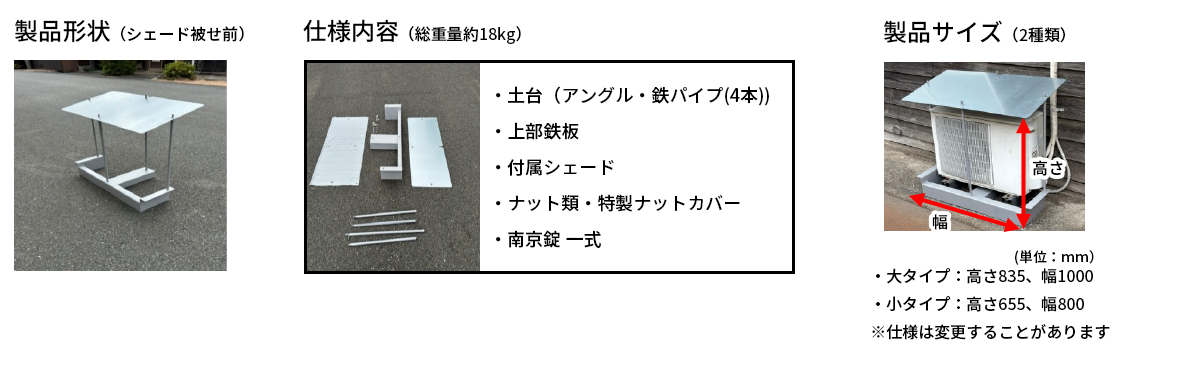 室外機 日よけ＆盗難防止鉄板